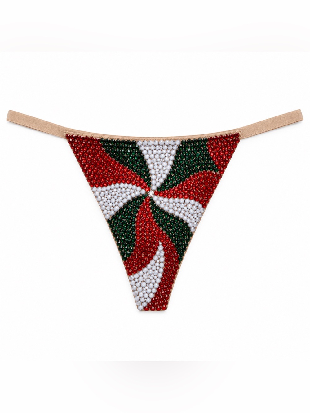 Candy Cane Crystal Rhinestone Pantie Choose Style & Size XS-3X New